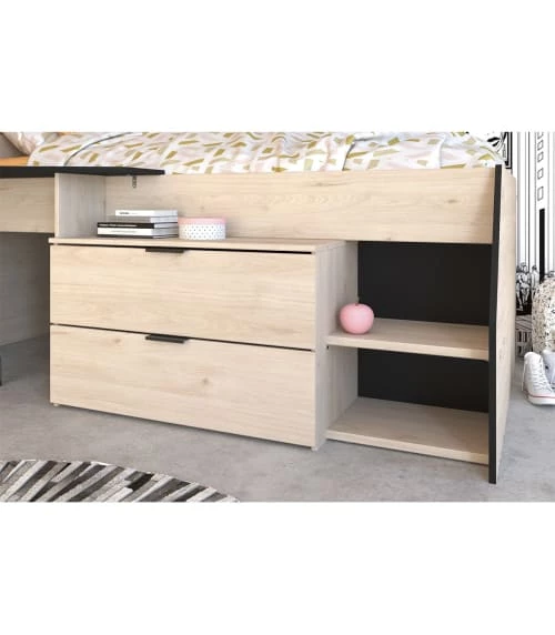 Calicosy Lits Enfant Lit Combiné Avec Bureau 2 Tiroirs - 90x200 Cm - Marron 2 Calicosy Lits Enfant Lit Combiné Avec Bureau 2 Tiroirs - 90x200 Cm - Marron – Image 2