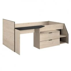 Calicosy Lits Enfant Lit Combiné Avec Bureau 2 Tiroirs - 90x200 Cm - Marron