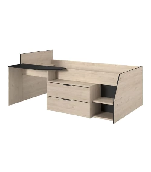 Calicosy Lits Enfant Lit Combiné Avec Bureau 2 Tiroirs - 90x200 Cm - Marron 4 Calicosy Lits Enfant Lit Combiné Avec Bureau 2 Tiroirs - 90x200 Cm - Marron – Image 4