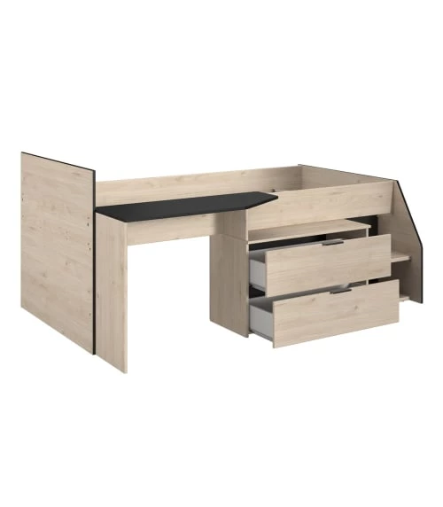 Calicosy Lits Enfant Lit Combiné Avec Bureau 2 Tiroirs - 90x200 Cm - Marron 6 Calicosy Lits Enfant Lit Combiné Avec Bureau 2 Tiroirs - 90x200 Cm - Marron – Image 6