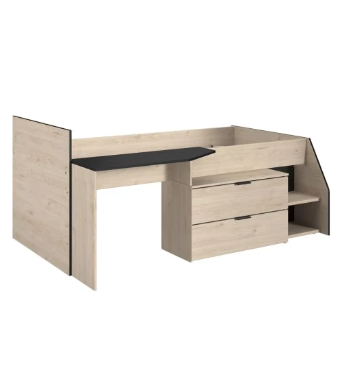 Calicosy Lits Enfant Lit Combiné Avec Bureau 2 Tiroirs - 90x200 Cm - Marron 1 Calicosy Lits Enfant Lit Combiné Avec Bureau 2 Tiroirs - 90x200 Cm - Marron