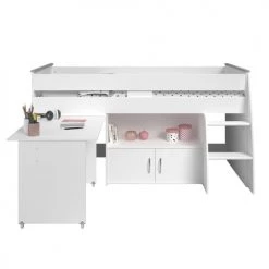 Calicosy Lits Enfant Lit Combiné Blanc Avec Bureau Et Rangements - 90x200 Cm 9 Calicosy Lits Enfant Lit Combiné Blanc Avec Bureau Et Rangements - 90x200 Cm -Lits enfant Soldes lit combine blanc avec bureau et rangements 90x200 cm 3