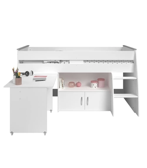 Calicosy Lits Enfant Lit Combiné Blanc Avec Bureau Et Rangements - 90x200 Cm 4 Calicosy Lits Enfant Lit Combiné Blanc Avec Bureau Et Rangements - 90x200 Cm – Image 4