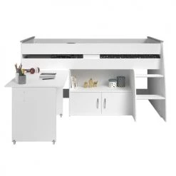Calicosy Lits Enfant Lit Combiné Blanc Avec Bureau Et Rangements - 90x200 Cm 10 Calicosy Lits Enfant Lit Combiné Blanc Avec Bureau Et Rangements - 90x200 Cm -Lits enfant Soldes lit combine blanc avec bureau et rangements 90x200 cm 4