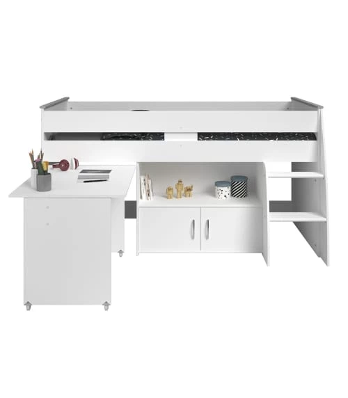 Calicosy Lits Enfant Lit Combiné Blanc Avec Bureau Et Rangements - 90x200 Cm 5 Calicosy Lits Enfant Lit Combiné Blanc Avec Bureau Et Rangements - 90x200 Cm – Image 5