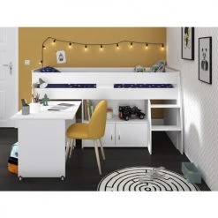 Calicosy Lits Enfant Lit Combiné Blanc Avec Bureau Et Rangements - 90x200 Cm 11 Calicosy Lits Enfant Lit Combiné Blanc Avec Bureau Et Rangements - 90x200 Cm -Lits enfant Soldes lit combine blanc avec bureau et rangements 90x200 cm 5