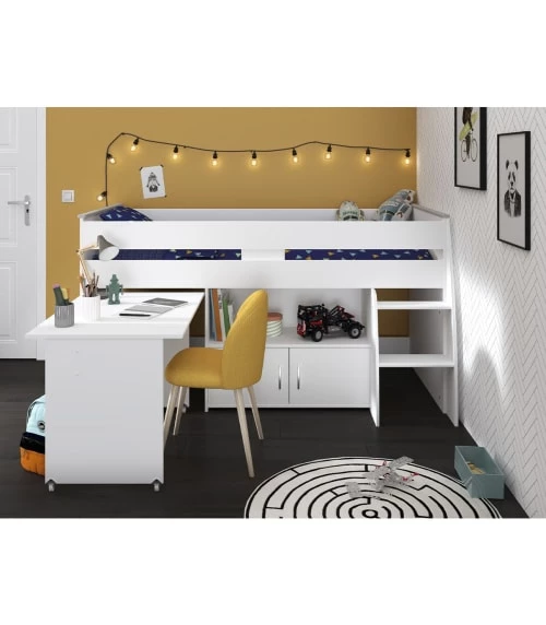 Calicosy Lits Enfant Lit Combiné Blanc Avec Bureau Et Rangements - 90x200 Cm 6 Calicosy Lits Enfant Lit Combiné Blanc Avec Bureau Et Rangements - 90x200 Cm – Image 6