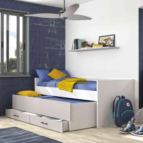 Terre De Nuit Lits Enfant Lit Compact En Bois Gris Et Blanc 90x200 3 Terre De Nuit Lits Enfant Lit Compact En Bois Gris Et Blanc 90x200 – Image 3