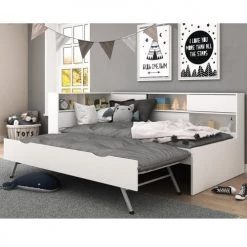 ID Kids Lits Enfant Lit Cosy Gigogne 90x190 Cm Effet Bois Blanc -Lits enfant Soldes lit cosy gigogne 90x190 cm effet bois blanc 3