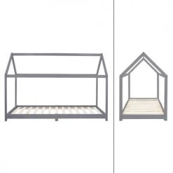 ML-Design Lits Enfant Lit D'enfant Bois Gris 206,5 X 141,5 X 98 Cm -Lits enfant Soldes lit d enfant bois gris 206 5 x 141 5 x 98 cm 4