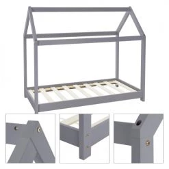 ML-Design Lits Enfant Lit D'enfant Bois Gris Clair 145,5 X 127,5 X 78 Cm 9 ML-Design Lits Enfant Lit D'enfant Bois Gris Clair 145,5 X 127,5 X 78 Cm -Lits enfant Soldes lit d enfant bois gris clair 145 5 x 127 5 x 78 cm 3