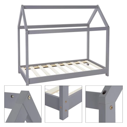 ML-Design Lits Enfant Lit D'enfant Bois Gris Clair 145,5 X 127,5 X 78 Cm 4 ML-Design Lits Enfant Lit D'enfant Bois Gris Clair 145,5 X 127,5 X 78 Cm – Image 4