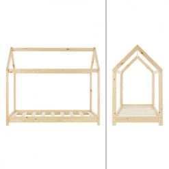 ML-Design Lits Enfant Lit D'enfant En Bois Naturel 145,5 X 127,5 X 78 Cm -Lits enfant Soldes lit d enfant en bois naturel 145 5 x 127 5 x 78 cm 4