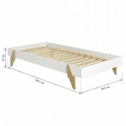 ID Kids Lits Enfant Lit Empilable 90x190 Cm Bois Massif Blanc -Lits enfant Soldes lit empilable 90x190 cm bois massif blanc 3