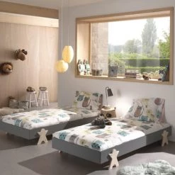 Vipack Lits Enfant Lit Empilable 90x200 Sommier Inclus Gris -Lits enfant Soldes lit empilable 90x200 sommier inclus gris 9