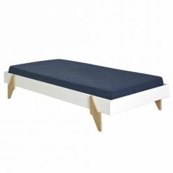 ID Kids Lits Enfant Lit Empilable Avec Matelas 90x190 Cm Bois Massif Blanc