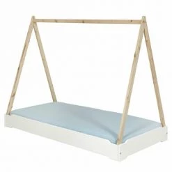 ID Kids Lits Enfant Lit Empilable Cabane 90x190 Cm Bois Massif Blanc