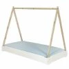 ID Kids Lits Enfant Lit Empilable Cabane Avec Matelas 90x190 Cm Bois Massif Blanc