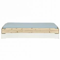 ID Kids Lits Enfant Lit Empilable Cabane Avec Matelas 90x190 Cm Bois Massif Blanc -Lits enfant Soldes lit empilable cabane avec matelas 90x190 cm bois massif blanc 3