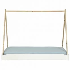ID Kids Lits Enfant Lit Empilable Cabane Avec Matelas 90x190 Cm Bois Massif Blanc -Lits enfant Soldes lit empilable cabane avec matelas 90x190 cm bois massif blanc 4