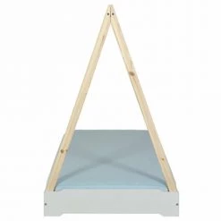 ID Kids Lits Enfant Lit Empilable Cabane Avec Matelas 90x190 Cm Bois Massif Gris -Lits enfant Soldes lit empilable cabane avec matelas 90x190 cm bois massif gris 5