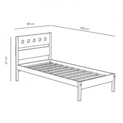 Homcom Lits Enfant Lit Enfant 90 X 190 Cm Sommier à Lattes Inclus Blanc -Lits enfant Soldes lit enfant 90 x 190 cm sommier a lattes inclus blanc 2