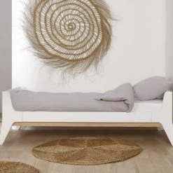 Nateo Concept Lits Enfant Lit Enfant 90x190 Avec Sommier Blanc Et Bois -Lits enfant Soldes lit enfant 90x190 avec sommier blanc et bois 2