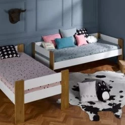 Nateo Concept Lits Enfant Lit Enfant 90x190 Blanc Et Hêtre -Lits enfant Soldes lit enfant 90x190 blanc et hetre 3