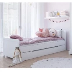 ID Kids Lits Enfant Lit Enfant 90x200 Cm Bois Massif Blanc -Lits enfant Soldes lit enfant 90x200 cm bois massif blanc 2