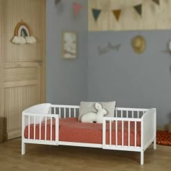 ID Kids Lits Enfant Lit Enfant Avec Barrières 70x140 Cm Bois Massif Blanc -Lits enfant Soldes lit enfant avec barrieres 70x140 cm bois massif blanc 2