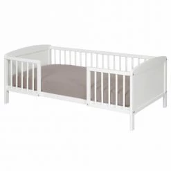 ID Kids Lits Enfant Lit Enfant Avec Barrières 70x140 Cm Bois Massif Blanc