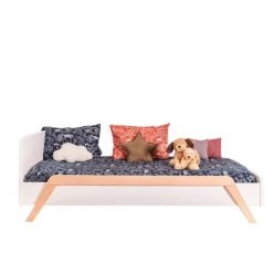 ID Kids Lits Enfant Lit Enfant Avec Barrières 90x190 Cm Bois Massif Blanc Et Bois -Lits enfant Soldes lit enfant avec barrieres 90x190 cm bois massif blanc et bois 2