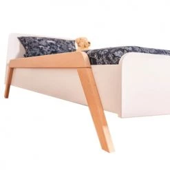 ID Kids Lits Enfant Lit Enfant Avec Barrières 90x190 Cm Bois Massif Blanc Et Bois -Lits enfant Soldes lit enfant avec barrieres 90x190 cm bois massif blanc et bois 3