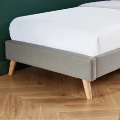 Homifab Lits Enfant Lit Enfant Avec Sommier 90x190cm En Tissu Gris Clair -Lits enfant Soldes lit enfant avec sommier 90x190cm en tissu gris clair 3