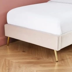 Homifab Lits Enfant Lit Enfant Avec Sommier 90x190cm En Velours Rose Poudré -Lits enfant Soldes lit enfant avec sommier 90x190cm en velours rose poudre 2