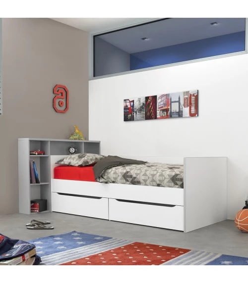 Calicosy Lits Enfant Lit Enfant Banquette Et Rangements - Blanc 90x200 2 Calicosy Lits Enfant Lit Enfant Banquette Et Rangements - Blanc 90x200 – Image 2