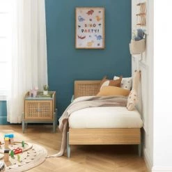 Baita Lits Enfant Lit Enfant Bleu Et Cannage Rotin 70x140 Sommier Inclus -Lits enfant Soldes lit enfant bleu et cannage rotin 70x140 sommier inclus 3