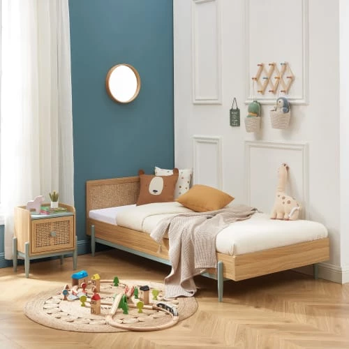 Baita Lits Enfant Lit Enfant Bleu Et Cannage Rotin 90x190 Sommier Inclus 2 Baita Lits Enfant Lit Enfant Bleu Et Cannage Rotin 90x190 Sommier Inclus – Image 2