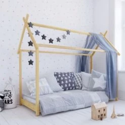 Nordic Factory Lits Enfant Lit Enfant Cabane 90x200 Naturel -Lits enfant Soldes lit enfant cabane 90x200 naturel 2