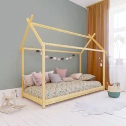Nordic Factory Lits Enfant Lit Enfant Cabane 90x200 Naturel -Lits enfant Soldes lit enfant cabane 90x200 naturel 3