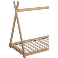 ATHM DESIGN Lits Enfant Lit Enfant Cabane Beige Pin Naturel Sommier 190x90cm -Lits enfant Soldes lit enfant cabane beige pin naturel sommier 190x90cm 5