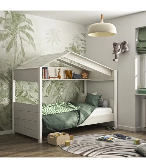 Calicosy Lits Enfant Lit Enfant Cabane - Imitation Châtaignier 90x200 2 Calicosy Lits Enfant Lit Enfant Cabane - Imitation Châtaignier 90x200 – Image 2