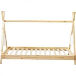 ATHM DESIGN Lits Enfant Lit Enfant Cabane Pin Beige Sommier 190x90cm -Lits enfant Soldes lit enfant cabane pin beige sommier 190x90cm 3