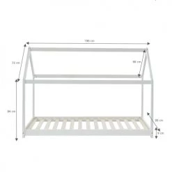 Baita Lits Enfant Lit Enfant Cabane Pin Blanc 90x190 Sommier Inclus -Lits enfant Soldes lit enfant cabane pin blanc 90x190 sommier inclus 4