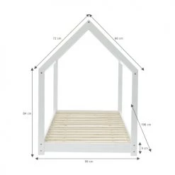 Baita Lits Enfant Lit Enfant Cabane Pin Blanc 90x190 Sommier Inclus -Lits enfant Soldes lit enfant cabane pin blanc 90x190 sommier inclus 5