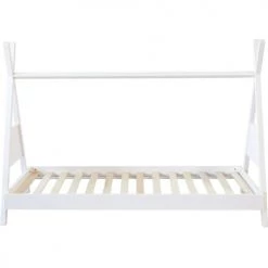 ATHM DESIGN Lits Enfant Lit Enfant Cabane Pin Blanc Sommier 190x90cm -Lits enfant Soldes lit enfant cabane pin blanc sommier 190x90cm 2