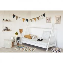 ATHM DESIGN Lits Enfant Lit Enfant Cabane Pin Blanc Sommier 190x90cm -Lits enfant Soldes lit enfant cabane pin blanc sommier 190x90cm 4