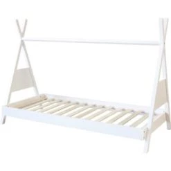 ATHM DESIGN Lits Enfant Lit Enfant Cabane Pin Beige Sommier 190x90cm -Lits enfant Soldes lit enfant cabane pin blanc sommier 190x90cm 6