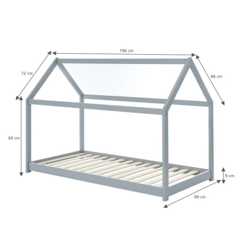 Baita Lits Enfant Lit Enfant Cabane Pin Gris 90x190 Sommier Inclus 5 Baita Lits Enfant Lit Enfant Cabane Pin Gris 90x190 Sommier Inclus – Image 5