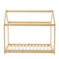 Baita Lits Enfant Lit Enfant Cabane Pin Naturel 70x140 Sommier Inclus Bois Clair